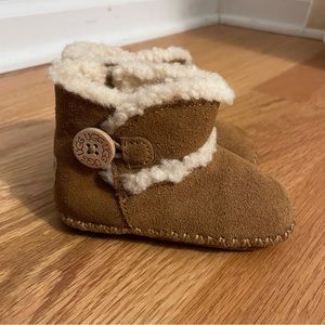 UGG Tan Baby Walker Shoes with Cream Trim